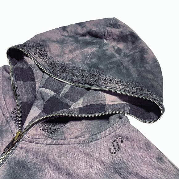 SUBSCRIPT 100% Cotton Y2K Reversible Hoodie Sword Embroidered Size Men's M - Picture 4 of 8